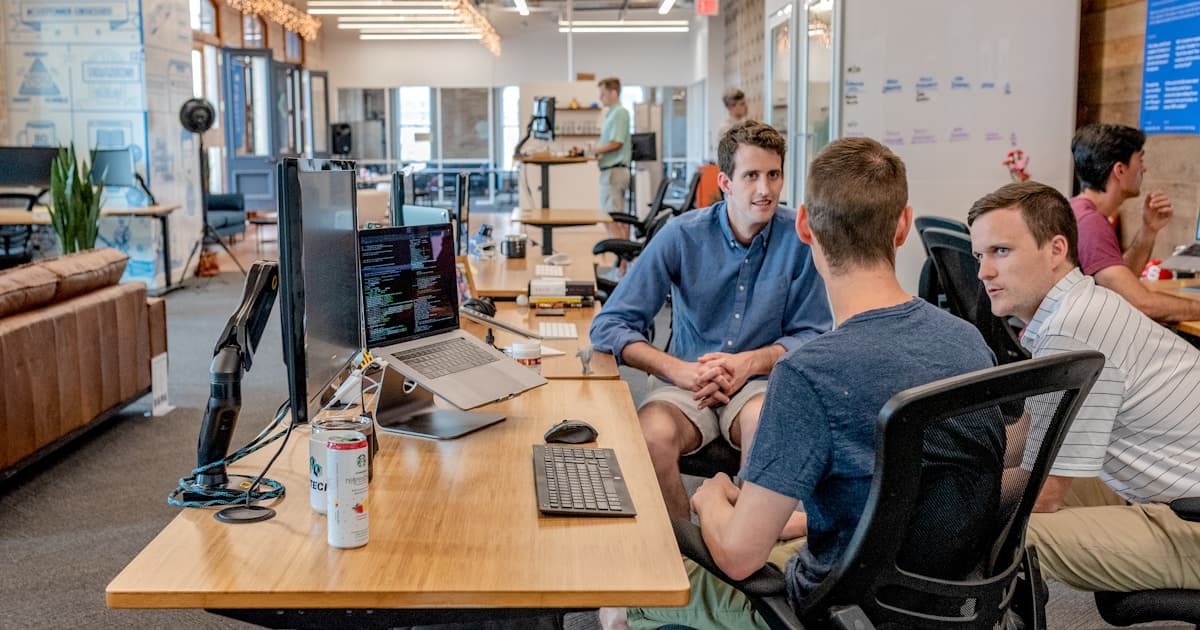Business owners collaborating in a modern workspace
